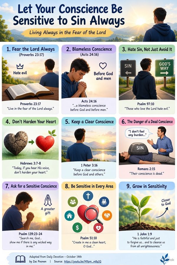 LET YOUR CONSCIENCE BE SENSITIVE TO SIN ALWAYS!
